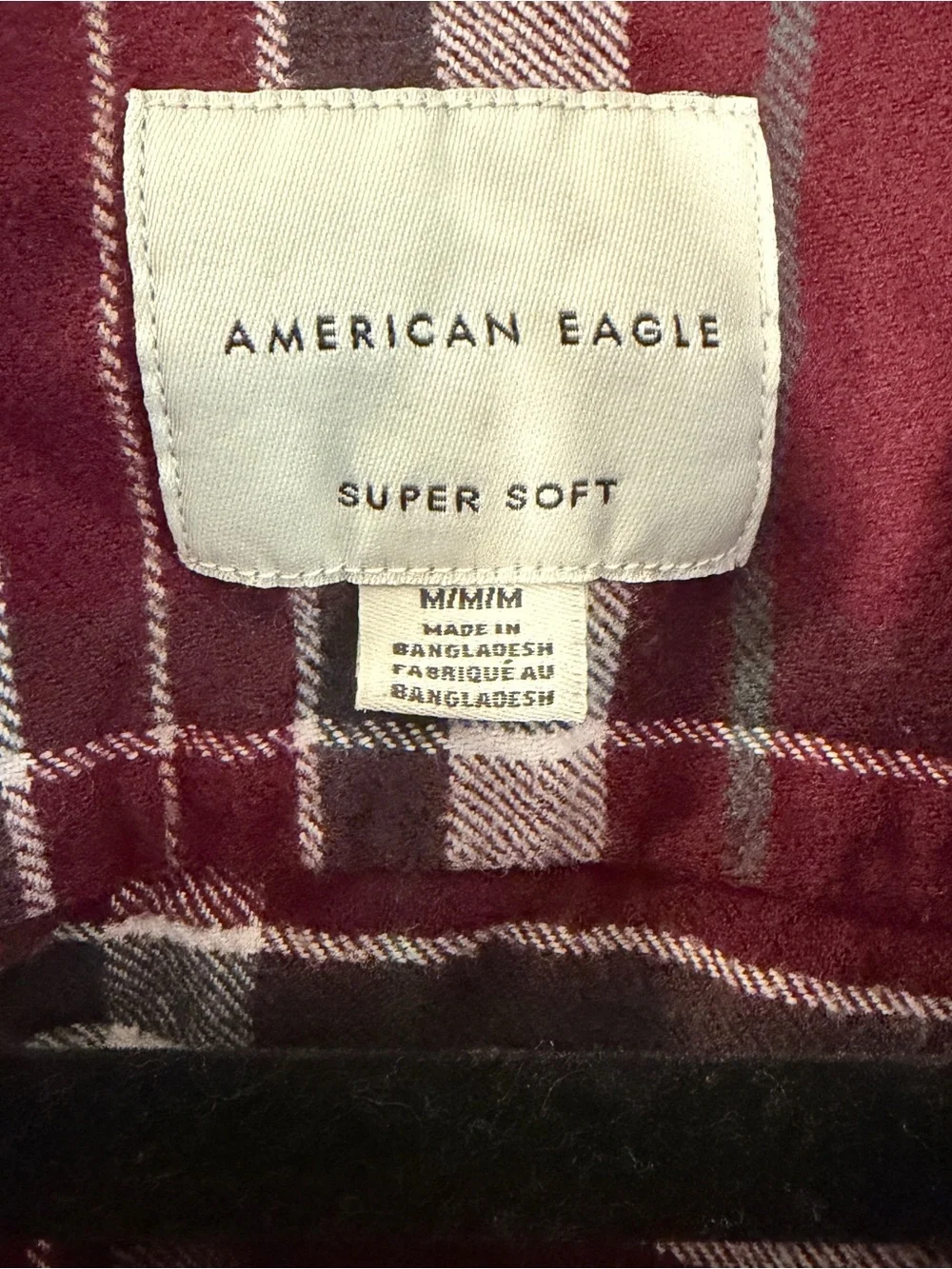 American Eagle Outfitters Women's Burgundy Plaid Button-Down Shirt
